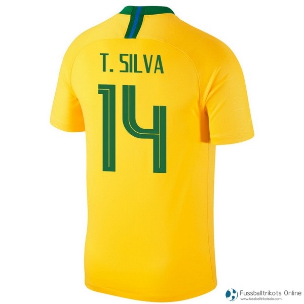 Brasilien Trikot Heim T.Silva 2018 Gelb Fussballtrikots Günstig